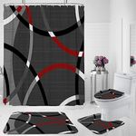 zokyer Red and Grey Shower Curtain 