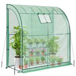 Lean-to Greenhouse with 3-Tier Shelves: Ohuhu Portable Walk-in Wall Mounted Green House with Mesh Windows, 79"x39"x83" Large Greenhouses with 2 Roll-Up Zipper Doors Reinforced Structure for Outdoors