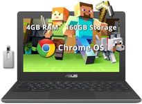 ASUS C204 11.6" HD Rugged Chromebook, Intel Celeron N4020 Dual-Core, 4GB RAM, 160GB Storage(32GB eMMC+128GB USB Card), Intel UHD Graphics 600, Wi-Fi, Chrome OS, Dark Gray