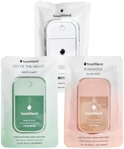 Touchland Hydrating Hand Sanitizer Spray – Care Trio Set (Revitalizing Glow Mist and Ultra-Soothing Gentle Mist, Icy White Hand Mist Case) – 2 x 1 FL OZ Travel Size Mists, 1 x Accessory Included