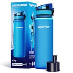 AQUAPHOR City Bottle 500ml Blue | Travel Water Bottle with Activated Carbon Filter | Filters Chlorine & Impurities | Made of Tritan & BPA-Free | Stay Hydrated On the Go!