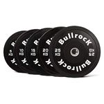 BullrocK Black Rubber Bumper Plates 2.0 for Olympic Weightlifting Gym and Crossfit Competition Standard 50mm (2 inch) 5kg 10kg 15kg 20kg 25kg Weight Plate (10 kg Set (5kg x 2))