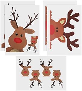 Belle Vous Pegatinas de Navidad para Ventanas (Pack de 10) 5 Hojas de Pegatinas Navideñas - Diseño de Reno para Decorar en el Hogar, Coche o Tienda - Adornos Navidad, Fiestas, Año Nuevo