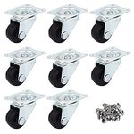 Gizhome 8 Pack 1-inch Dia Swivel Rubber Single Wheel Caster Wheels with Rubber Base Ball Bearing Trolley Wheels