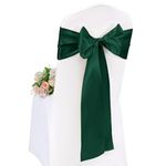 Pesonlook 50 Pcs Chair Sashes Satin Chair Cover Bands 7X108 Inch Chair Sashes Bow Back Tie Ribbon For Wedding Party Hotel Decorations （17X275 CM，Forest Green）