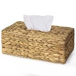 Elipenico Tissue Box Cover Hand Woven Rectangular Rustic Holder Wicker Tissue Holder Paper Box Napkin Organizer for Dining Table, Kitchen, Bathroom, Car and Office (Water Hyacinth)