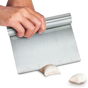 Dough Cutter and Scraper Tool Kitchen - Stainless Steel Scraper Icing Pastry Scraper for Baking Cake Decorating Bench Scraper Large Polished Vegetable Scraper with Measuring Scale for Pizza, Bread