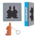 SUPERDANT Leather Rabbit Key Chain Holder Key Rings Wooden Die Cutting Leather Mold Die Cut Craft Cutting Machine Faux Leather Dies Cutter for DIY Leather Easter Crafts Making Gifts