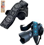 Art Tribute Black SIlver & Blue Woven Vintage Camera Straps Bundle Package- Great GIft for Man and Women Photographers