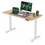 ErgoYou - Electric Height Adjustable Laminated Standing Table - Heavy Duty - Dual Motor 2 Stage - 150 Kgs Max Weight Capacity - E2 Series - Ergonomic Sit Stand Desk (Maple: 59 X 29.5 Inches)