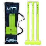 Vinson Senior Cricket Stumps Set - Lemon Yellow | Comes Up with Zipper Carry Bag | Standard Size Heavy-Base Plastic Wickets with Bails for Matches & Training | Wickets Cricket Set