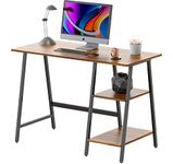 SHW Ivy Trestle Home Office Computer Desk with Storage Shelves, 43-Inch, Walnut