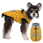 Norbi Dog Winter Coat, Warm Dog Coat Reflective Adjustable Dog Coat Waterproof, High Collar with Warm Lining Dog Jacket Vest for Small Medium Dogs (Small, Yellow)