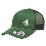 Love Sketches Embroidered Shark FIN Trucker Snapback Cap Mesh Back Men and Women (Evergreen-wt)