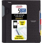 Five Star Advance Spiral Notebook-Standard Size, 5 Subject, College Ruled, 8.5 x 11 Inch Sheet Size, Black (73144)