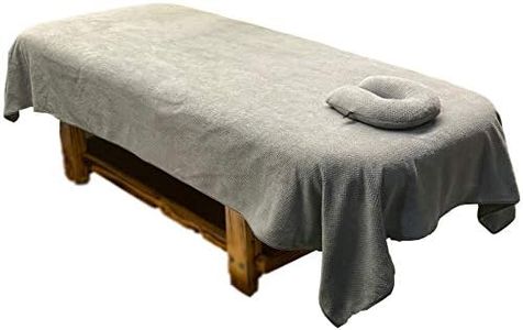 Ranmeng Beauty Bedsheet Professional Massage Linens Soft Spa Sheet Salon Table Cover with Hole and Face Pillow (Gray)