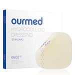 Ourmed Hydrocolloid Dressing Large 10cm x 10cm, Extra Thin Waterproof Wound Dressing, Adhesive Bandages for Light Exudate Wound, Blister, Acne, Superficial Wound Care, Faster Healing, 0.5mm, 10 Pack