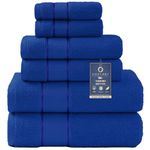 COZYART Royal Blue Bath Towels Set 6 Piece, 2 Bath Towels 2 Hand Towels 2 Washcloths, Luxury 100% Turkish Cotton 650GSM Hotel Quality, Soft, Absorbent, Towel Sets for Bathroom