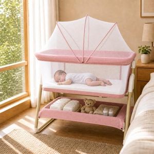TALENBEEN Baby Bassinet Bedside Sleeper, 3-in-1 Rocking & Rolling Crib