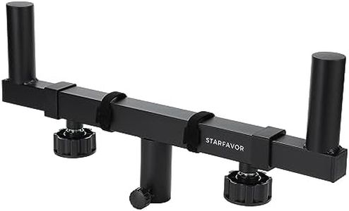 Starfavor Dual Speaker Pole Mount, Speaker Mounting Brackets for PA Speaker/DJ Speaker/On Stage Speaker, Speaker Stand Bar Adapter with Adjustable Width 16.5" - 24.3" SPS-001