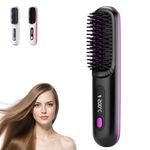 Go Brush Pro UK,Cordless Hair Straightener Brush (2026),Portable Rechargeable Straightener Brush with Ionic Technology,3 Heat Settings & LED Screen,Heated Hair Brush for Travel and Everyday Use(Black)