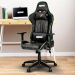 DROGO Multi-Purpose Ergonomic Gaming Chair with Adjustable Seat Height PU Leather Material 3D Armrest, Head & Lumbar Support Pillow Desk Chair | Home & Office Chair with Recline (Wrath Black/Green)
