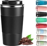 Wosta Insulation Coffee Cup, Reusable Stainless Steel Thermal Coffee Mug With Leakproof Lid 510Ml Double-Wall Vacuum Insulated Travel Cup Car Coffee Cup For Hot&Cold Drinks Water Coffee, Tea (Black)