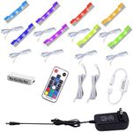 AIBOO LED Glass Shelf Lighting Kit for Glass Edge Back Side Lighting Using Flexible Cable and Clip with RF Remote(8 Lights,RGB)