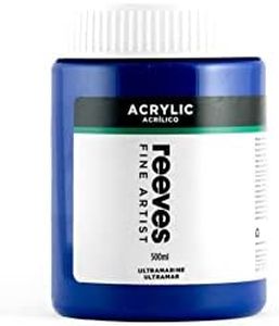 Reeves Acrylic Paint - Highly Pigmented Colours - Water-Based Colour Paints for Artists - Art Supplies for Adults & Kids - Suitable for Canvas, Fabric, Metal & More - Ultramarine, 500ml