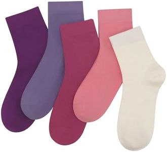 SERISIMPLE Women Thin Viscose Bamboo Socks Crew Lightweight Above Ankle Casual Dress Sock For Ladies Bootie Trouser 5 Pairs (US, Alpha, Small, Regular, Regular, Purple&Pink)