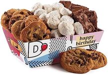 David’s Cookies Happy Birthday Cookies Gift Basket - Deliciously Flavored Assorted Cookies in a Lovely Gift Crate - Gourmet Chocolate Chip Cookies, Butter Pecan Meltaways, Choco Chip Brownies