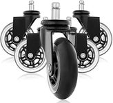 5 Pcs Silent Rubber Office Chair Replacement Casters - Ideal for Parquet, Carpet, Laminate Flooring and Tiles