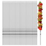 30 Pieces 14Inch Flat 304 Stainless Steel Kabob Skewers, Reusable Grilling Skewers, BBQ Barbecue Skewers for Meat Shrimp Chicken Vegetable Camping Cookware Campfire Grill Cooking