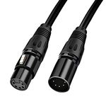 HOSONGIN 5 PIN XLR DMX Cable Adapter 25 Feet, DMX512 5PIN XLR Male to Female 5-PIN DMX Cable