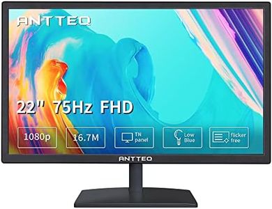 Antteq Moniteur d'ordinateur Professionnel 22 Pouces, Moniteur de Bureau FHD 1080p 75 Hz, Faible lumière Bleue, Confort des Yeux, Ports HDMI VGA, Moniteur PC LED, Noir