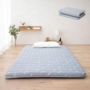 EMOOR Foldable Hybrid Futon Mattress King Single Gray, High-Resilience Urethane Foam 150N Washable Padded Cover Tatami Floor Sleeping Mat Pad Topper