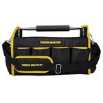 TOUGH MASTER Tool Bag Storage Bag 16" Heavy Duty Open Foldable 14 Pockets Large Tote Tool Bag with Removable Strap Steel Handle Rubber Feet Max Capacity 15 kgs for Electricians Technicians or Home DIY