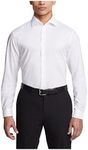 Kenneth Cole Unlisted by Reaction Men's Slim Fit Solid Spread Collar Dress Shirt, White, 17"-17.5"Neck 36"-37"Sleeve