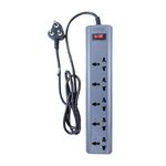 7 SEVEN Extension Board with Surge and Spike Guard,Power Indicator Switch,Thermal Protection Up to 2500W,6 Amp,3 Pin Power Plug Box 1.5M Wire Cable,Universal Socket of Various Country Plugs,Grey