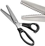 Pinking Shears, Stainless Steel Dressmaking Scissor, Serrated and Scalloped Blades, Professional Sewing Craft Cut, Tailor Zig-Zag Tool, Fabric Decoration Comfort Grip Soft Handheld (Scalloped 10mm)