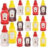 Mini Condiment Bottles - 25ml Mini Ketchup Bottle Condiment Squeeze Bottles with Screw Cap, Portable Honey Sauce Salad Containers Bottle for Adults, Office, Lunch Box, Picnic(16)