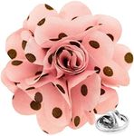 Vittorio Vico Men's Formal Polka Dot Flower Lapel Pin, Boutonniere for Men (Pink/Brown)