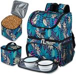 BAGLHER Pet Travel Bag, Double-Layer Pet Supplies Backpack (for All Pet Travel Supplies), Pet Travel Backpack with 2 Silicone Collapsible Bowls and 2 Food Baskets Hawaii