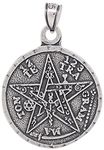 eJewelryPlus Sterling Silver Tetragrammaton Pentagram Pendant Medallion Oxidized, Solid Sterling Silver .925 Silver Sterling Silver .925 Oxidized Finishing