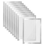 PATIKIL A4 Magnetic Sign Holder, 10Pcs A4 Magnetic Display Frame Self Adhesive Reusable Picture Photo Frame Double Sided for Refrigerator White Board Window Wall,Silver