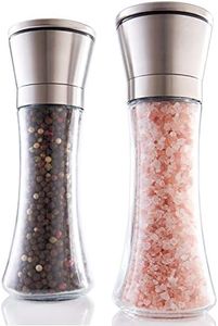 Gorgeous Salt and Pepper Grinder Set - Refillable Stainless Steel Combo Shakers with Adjustable Coarse Mills - Enjoy Your Favorite Spices, Fresh Ground Pepper, Himalayan Or Sea Salts