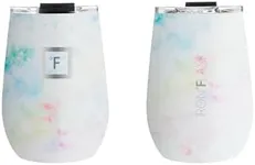 IRON °FLASK Insulated Wine Tumbler with Lid w/Leak-Proof Lid - Keeps Drinks Hot & Cold w/Double Walled, Vacuum Stainless Steel Exterior - Travel Cup - Pearl, 14 Oz, 2 pack