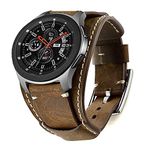 Leotop Compatible with Samsung Galaxy Watch 4 40mm 44mm/Watch 4 42mm 46mm/Galaxy Watch 42mm/Galaxy Watch 3 41mm/Active 2 40mm 44mm/Gear S2 Classic Bands 20mm Genuine Leather Cuff Strap (20mm,Coffe)