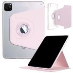 Compatible with iPad Pro-6 5 4 3 (12.9'') Case, DMaos Magnetic Detachable Smart Cover, 360° Rotation Foldable Stand - Pink