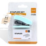 NFI essentials Mini Staplers Desktop Stapler,Assorted Color Small Stapler Size, 12 Sheet Stapler Built-in Staple Remover & 640 Standard Staples